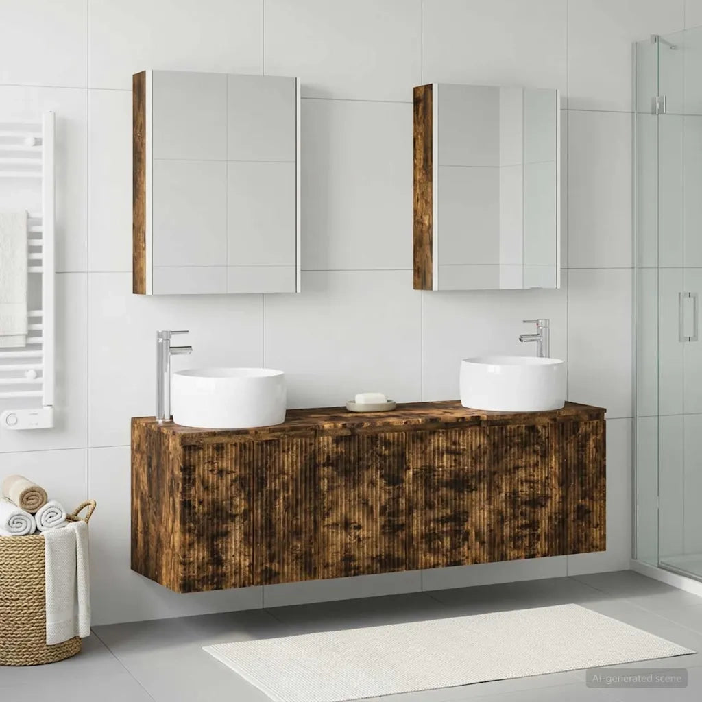 Set di Armadi da Bagno 5 pcs Rovere Fumo Legno ingegnerizzato 3406531