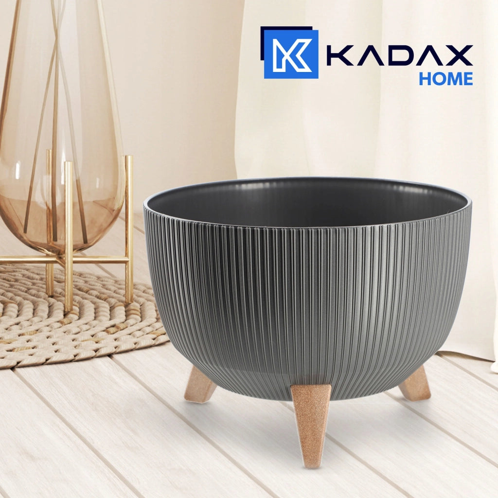Vaso da giardino KADAX con gambe per fiori, grande ciotola rotonda da 33 cm