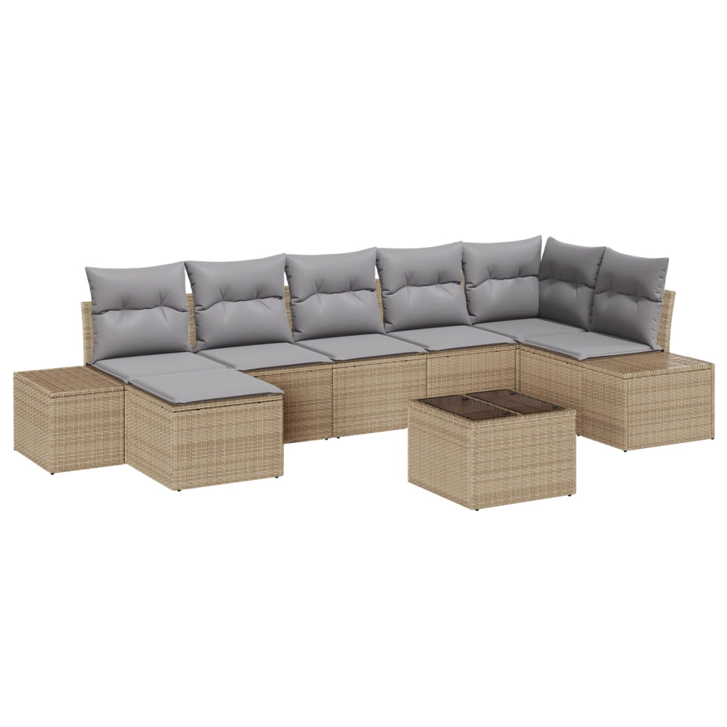 Set di Divani da Giardino da 8 Pezzi con Cuscini in Polyrattan Nero