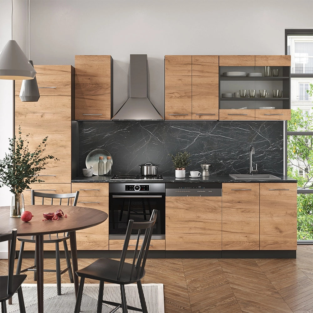 Cucina componibile Fame-Line Rovere dorato/Antracite 300 cm, PL Rovere Vicco