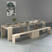 Set tavolo e sedie Badesi, Composizione multiuso, Set con consolle e 1 panca allungabili, 100% Made in Italy, 66x25h45 cm, Olmo