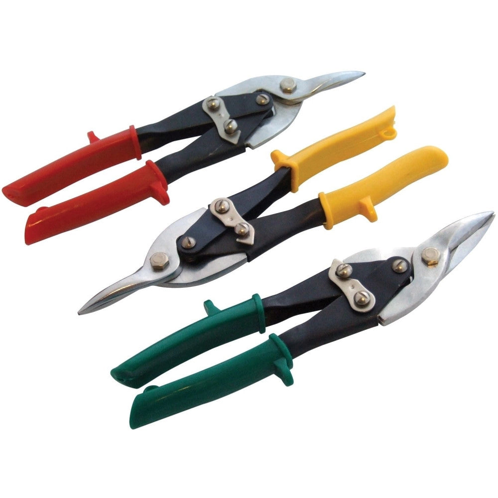 Trade Shop - Set 3 Forbice Forbici Stagno Cesoia Per Lamiera A Taglio Dritto Destro Sinistro -