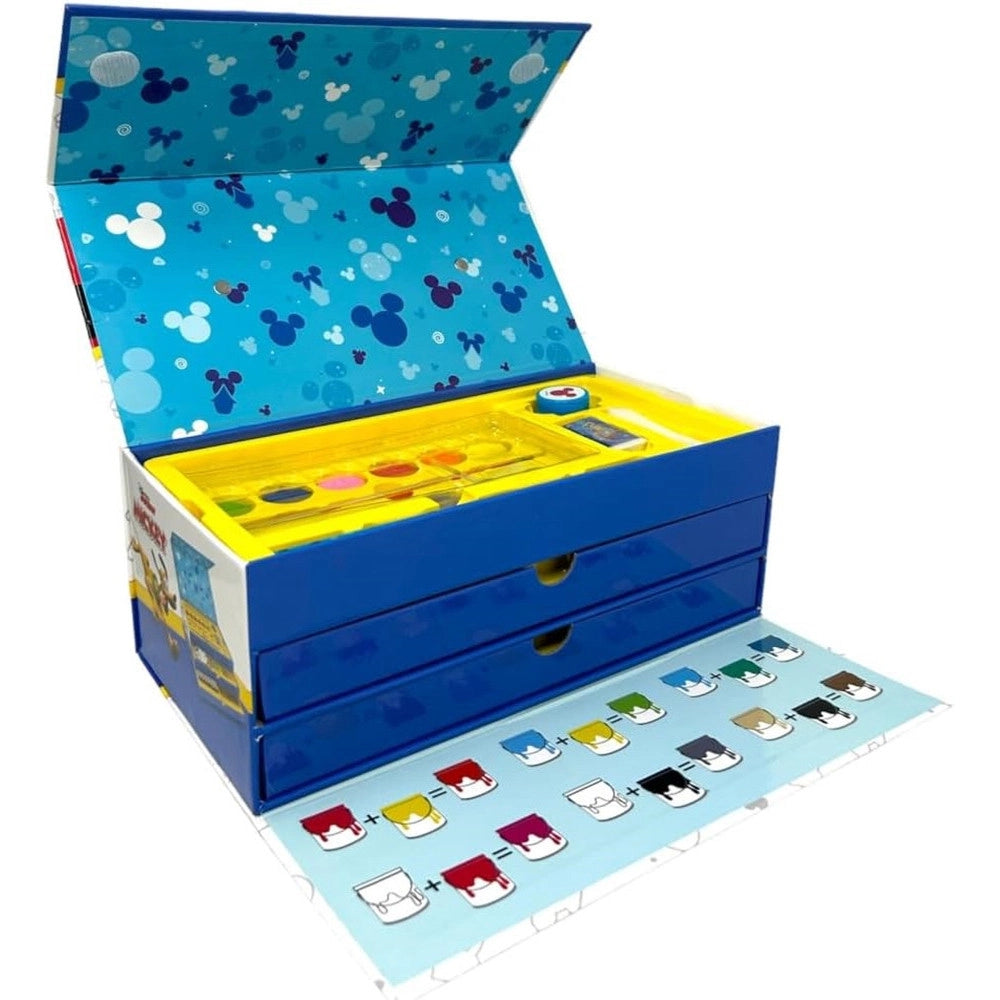 Trade Shop - Set Da Colorare Valigetta Con Colori Bambini Topolino Cassetti Kit Disegno Pittura 951731 -