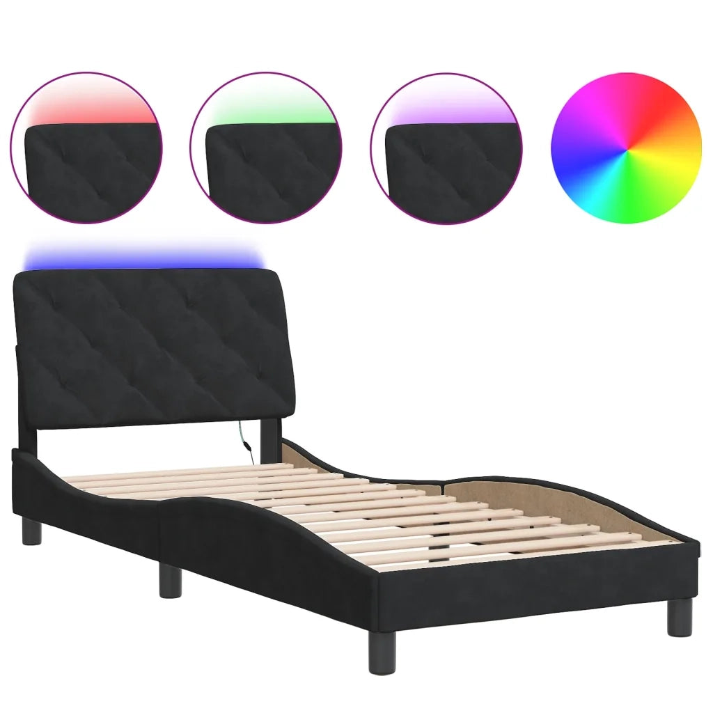 Giroletto con LED senza Materasso Nero 80x200 cm in Velluto 3213821