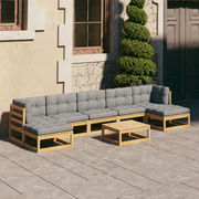Set Salotto Giardino 8 pz Cuscini Antracite Legno Massello Pino 3077129