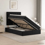 Letto con contenitore e materasso Nero 120 x 200 cm Velluto 3459623