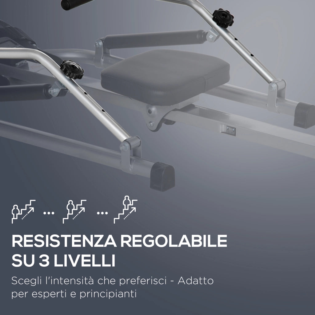Vogatore Pieghevole ¨C Xylo ¨C 4 Livelli Resistenza, Display LCD, Acciaio e ABS, 129x70x70 cm