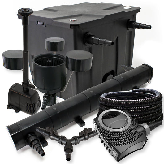 Set Filtro per 12000l Chiarificatore 72W Pompa NEO8000 70W Tubo 25m Skimmer CSP250 Fontana