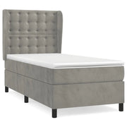 Letto singolo | Letto per adulti | Giroletto a Molle con Materasso Grigio Chiaro 80x200 cm Velluto