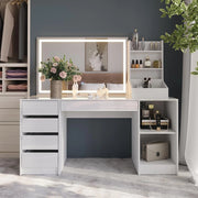 Tavolo da toeletta Sherry, Bianco/bianco lucido, 158.2 cm 3 parti