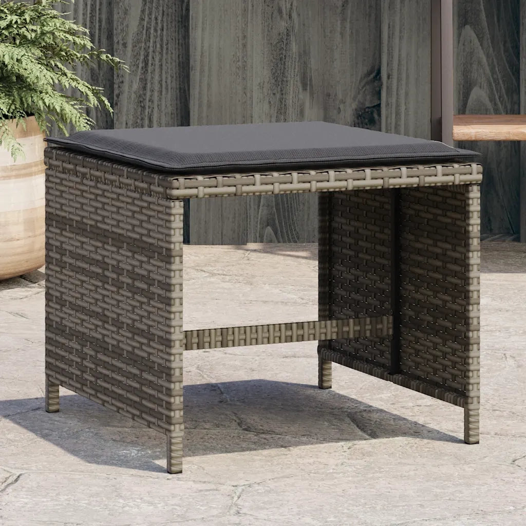 Sgabelli Giardino con Cuscini 4 pz Grigi 41x41x36cm Polyrattan CFW8717297