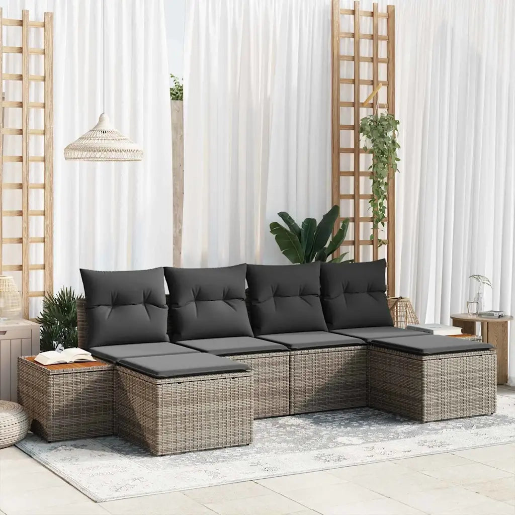Set Divano da Giardino con cuscino 6 pcs Grigio polyrattan 3348140
