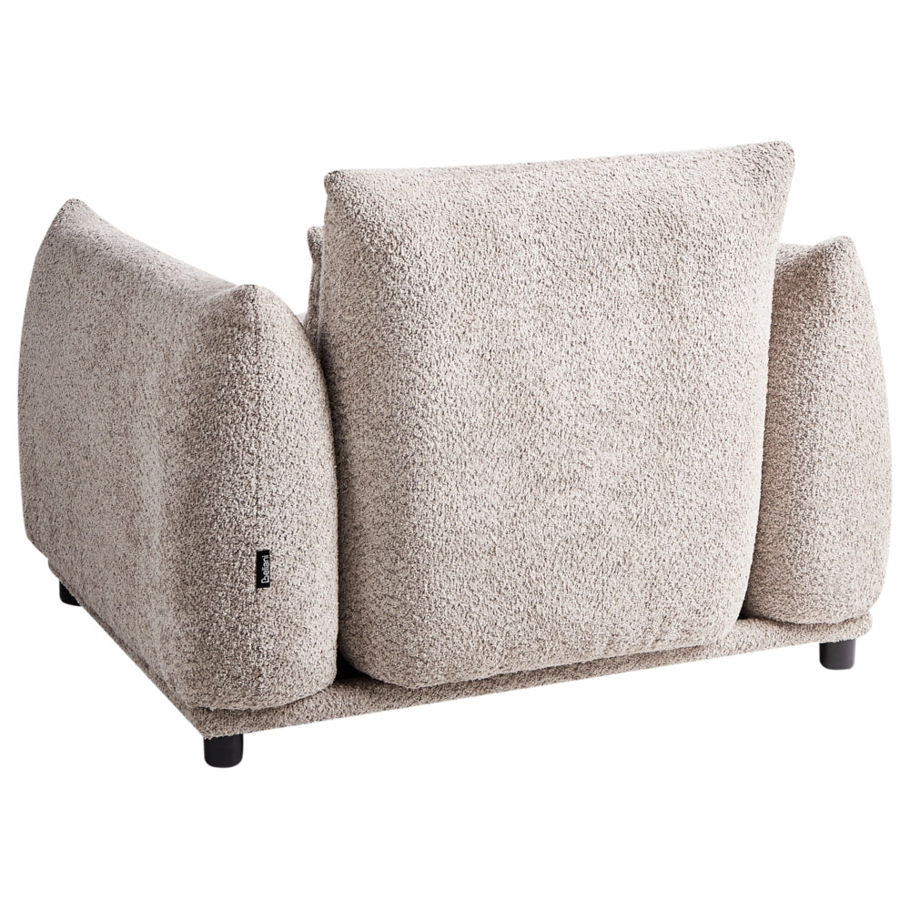 Poltrona in tessuto bouclè beige e gambe nere Schienale Curvo Stile Retro Glam Art Decor