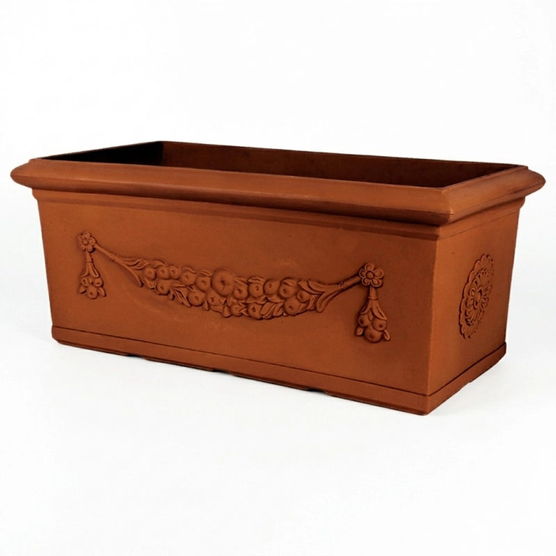 Vaso Fioriera decorativa classica tradizionale 80x40 H34 in polimero resistente terracotta per piante per giardini e terrazze - Made in Italy