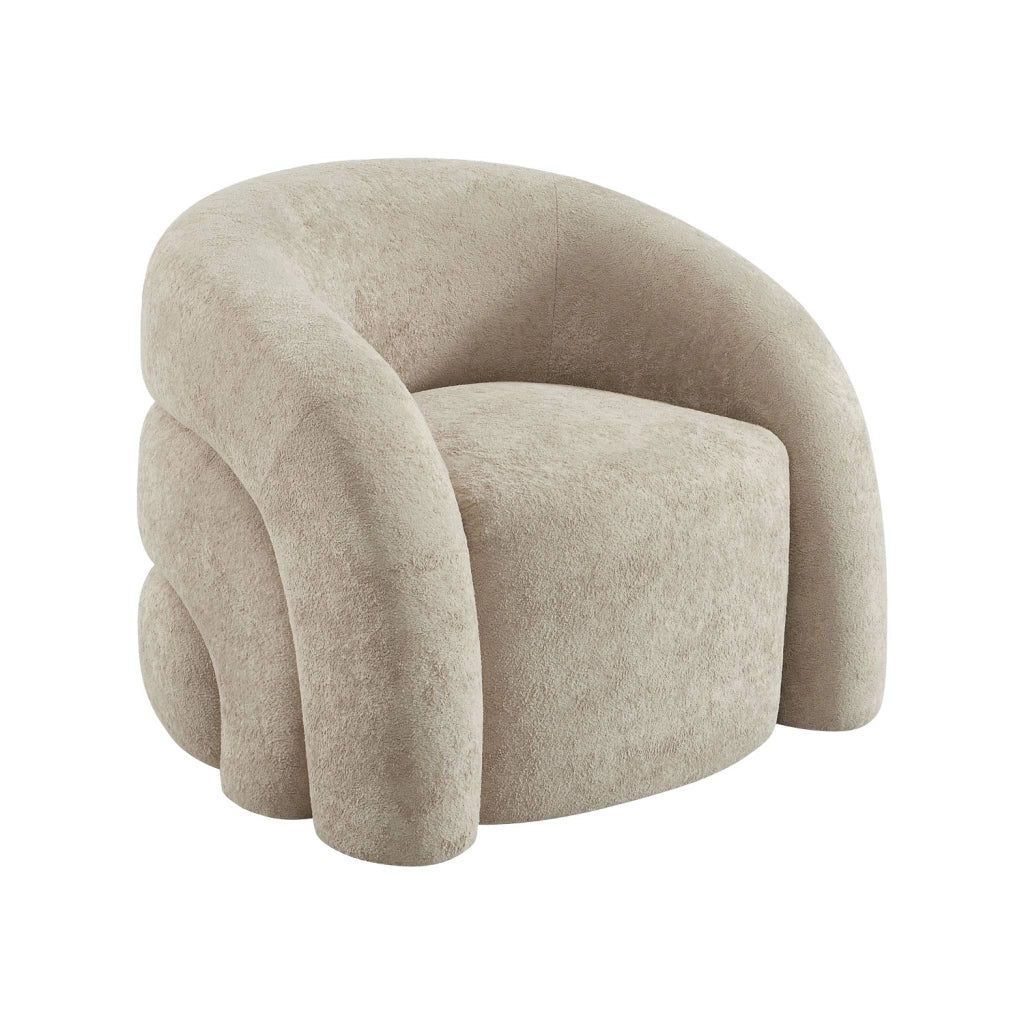 Poltrona organica in tessuto, beige