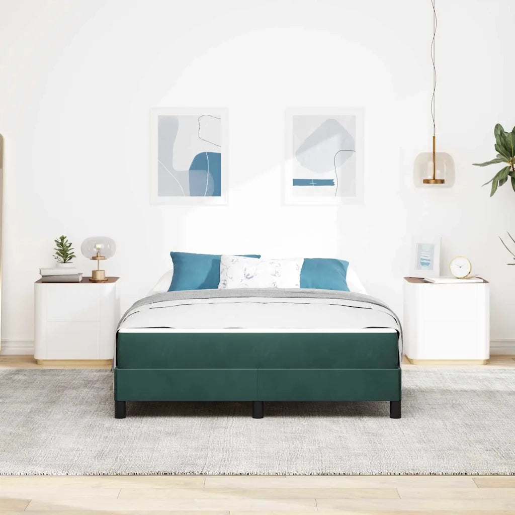 Letto a molle con materasso Verde Scuro 160 x 220 cm Tessuto