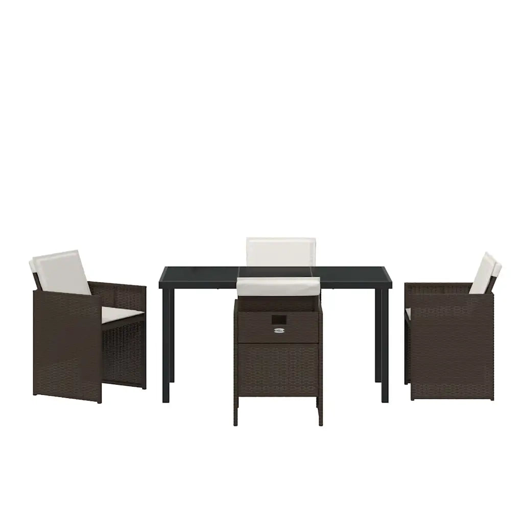 Set da Pranzo per Giardino 5 pcs Marrone polyrattan 3380602