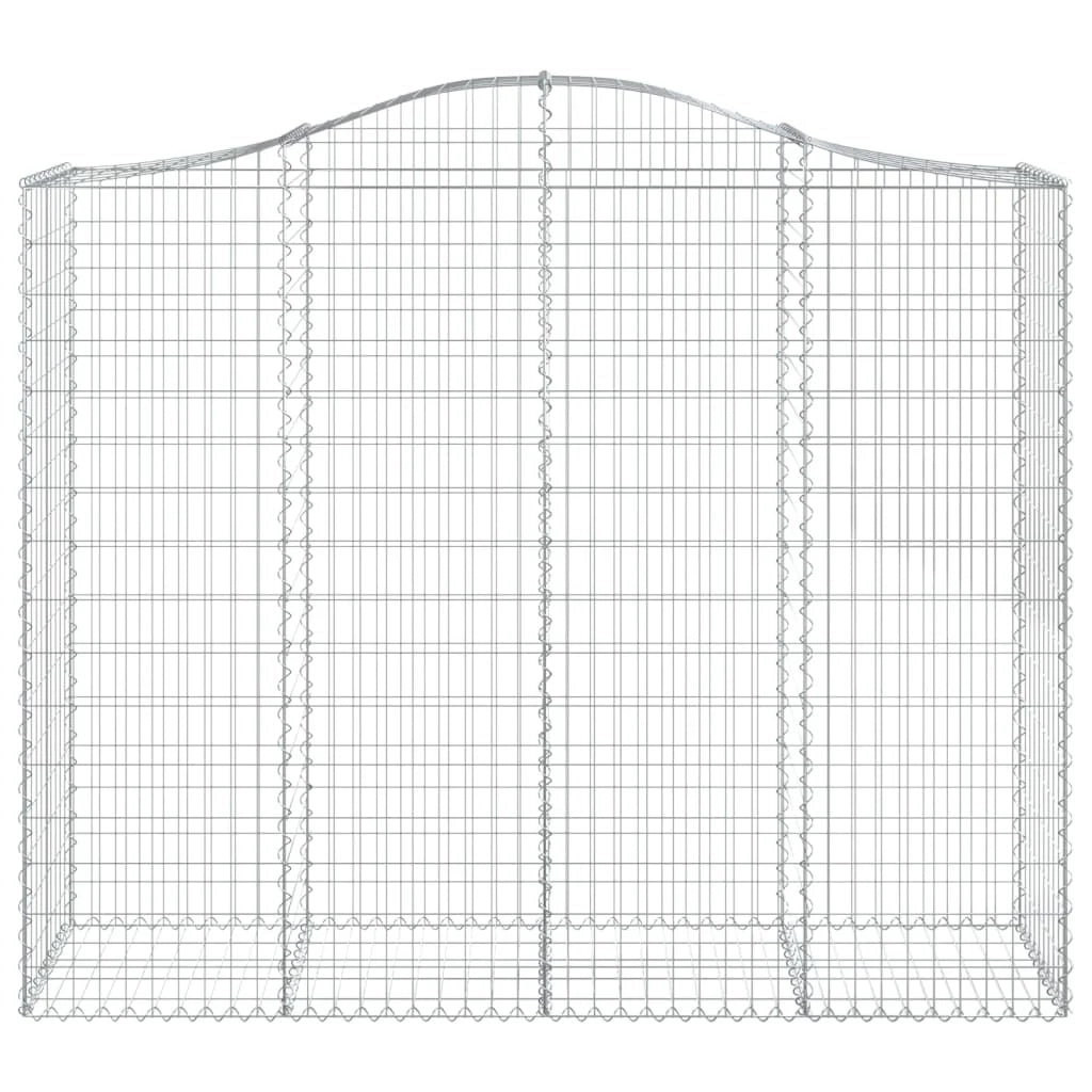 Cestini gabbioni recinzione a gabbia muro di contenimento ad arco 11 pezzi 200 x 50 x 160/180 cm ferro zincato argento 02_0040327