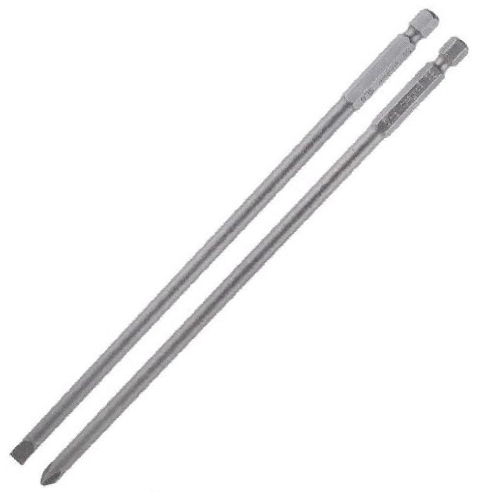 Trade Shop - Kit 2 Bits 200mm Gambo 1/4" 6.35mm Punta S2 Magnetica Croce Ph2 Taglio Sl6 57252 -