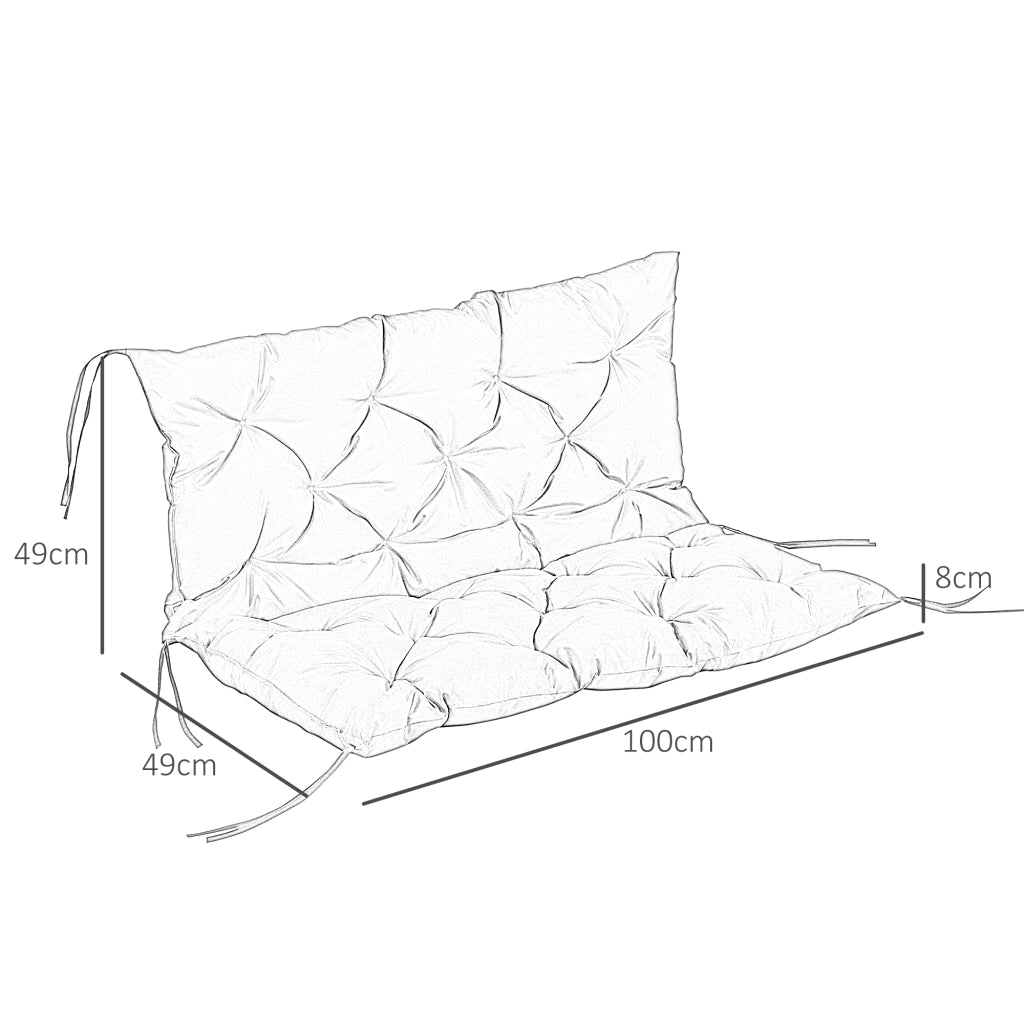 Cuscino per panca a 3 posti 100x98x8 cm, cuscino per panca con lacci, cuscino per seduta, cuscino per sedia da esterno/interno, cuscino per seduta,