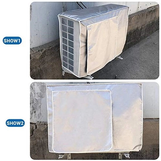Copertura per condensatore di climatizzatore - impermeabile - resistente alla polvere - protezione UV - resistente al freddo - dimensioni 72 x 26 x 57 cm - materiale Oxford argentato - copertura per condensatore