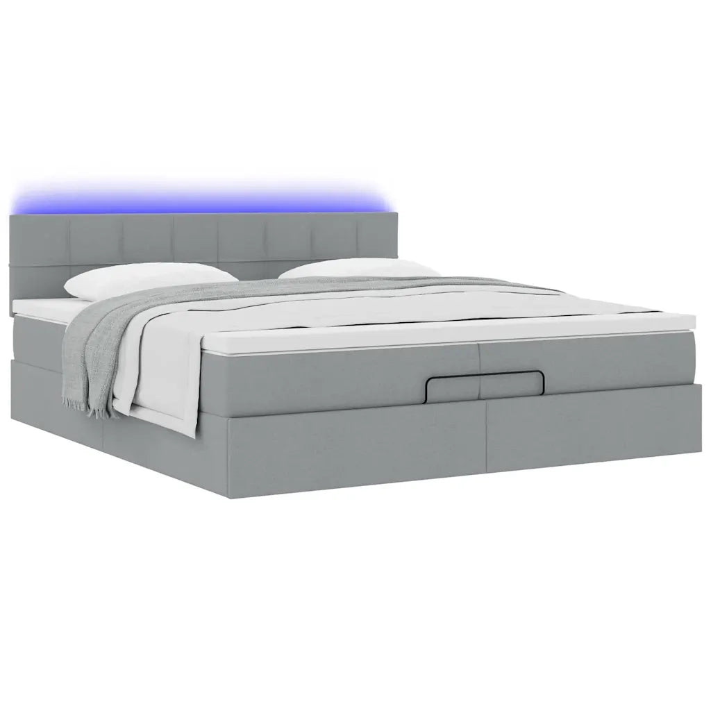 Struttura Letto Pouf con Materassi 200x200 cm in Tessuto