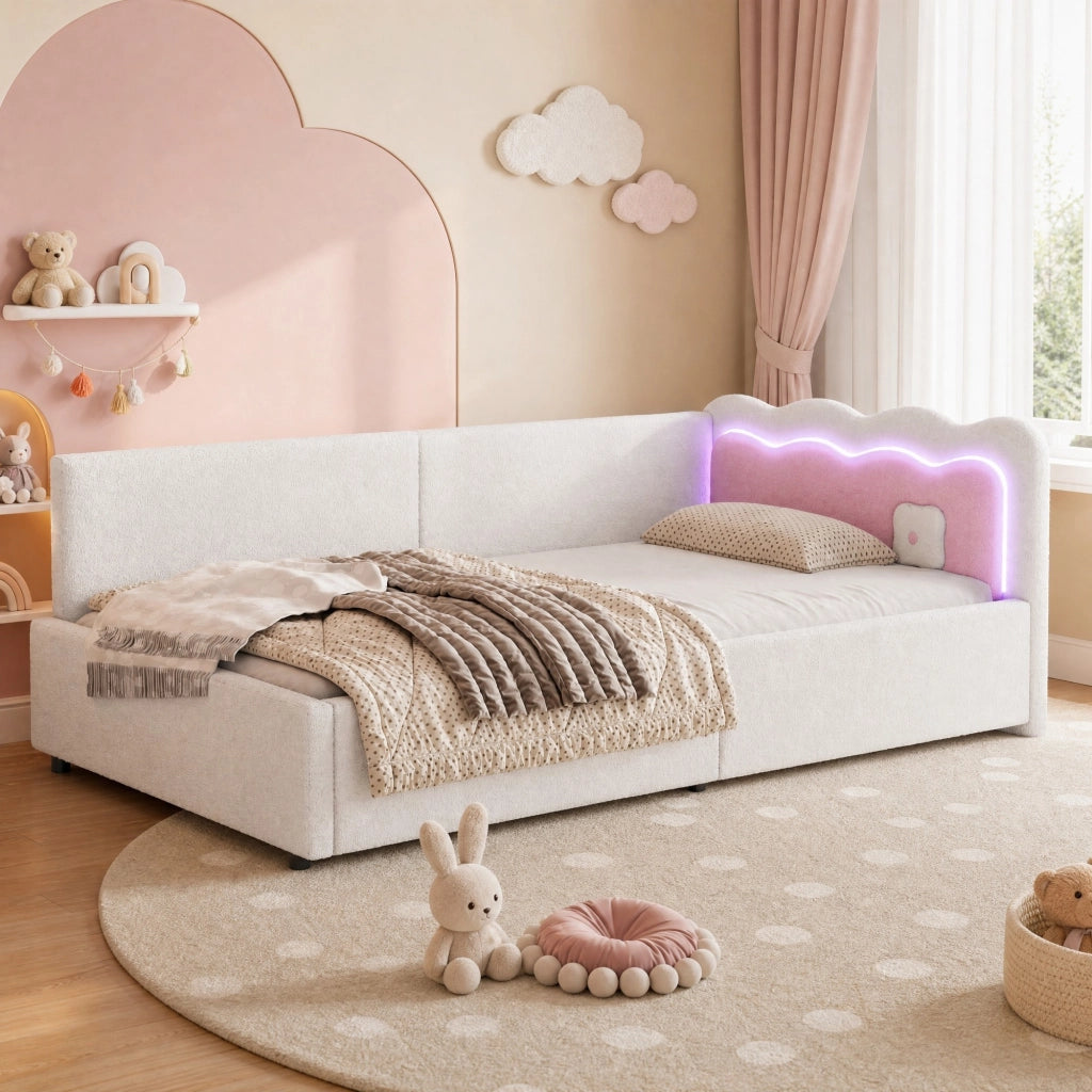 LETTO da giorno 90x200 cm Bianco con illuminazione LED