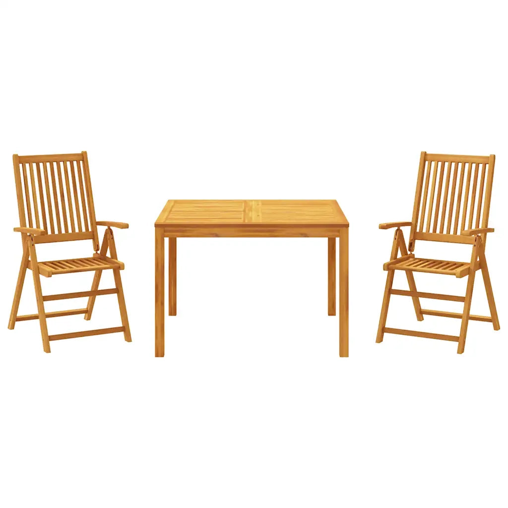 Set da Pranzo per Giardino 3 pz in Legno Massello di Acacia