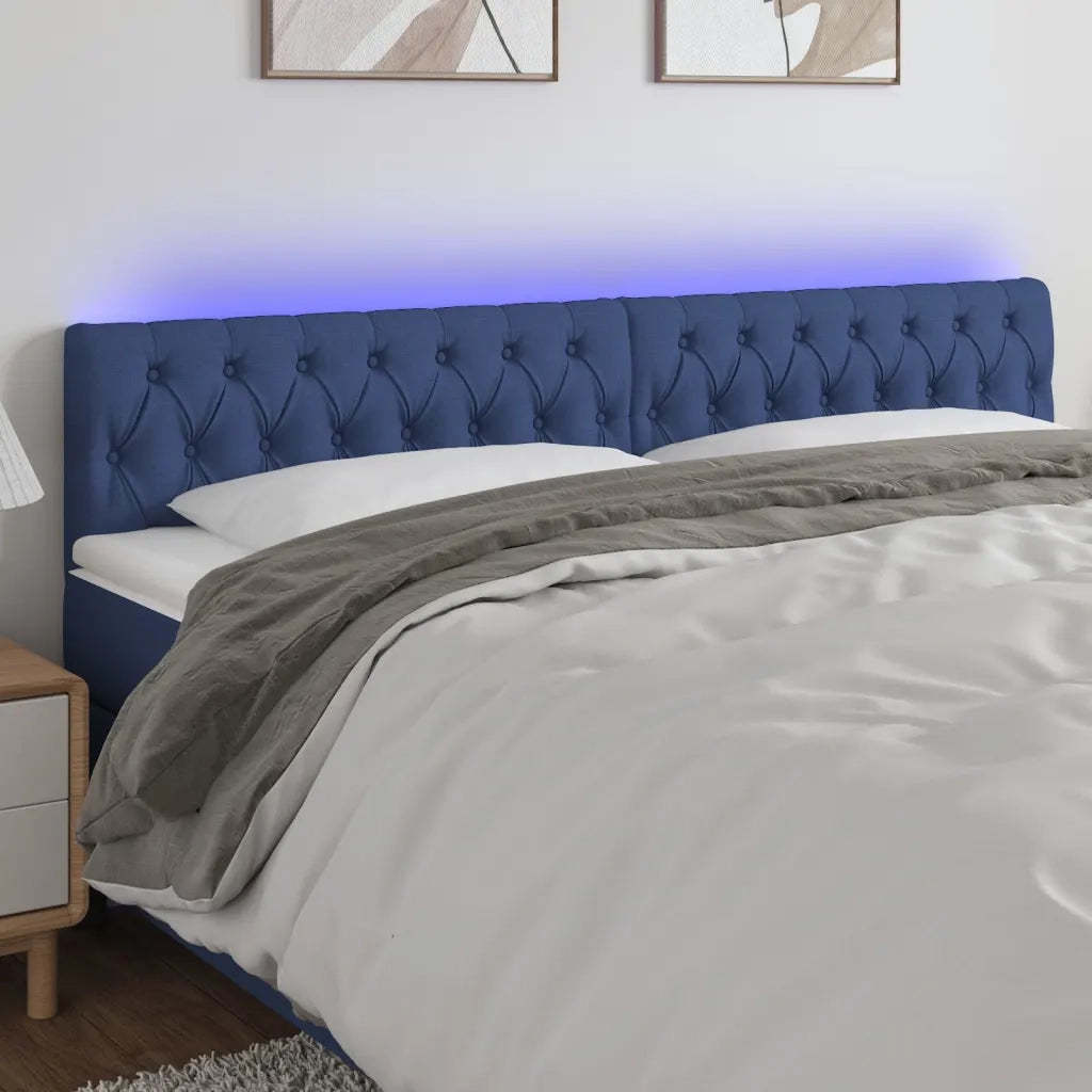 Testiera | Testata a LED Blu 200x7x78/88 cm in Tessuto
