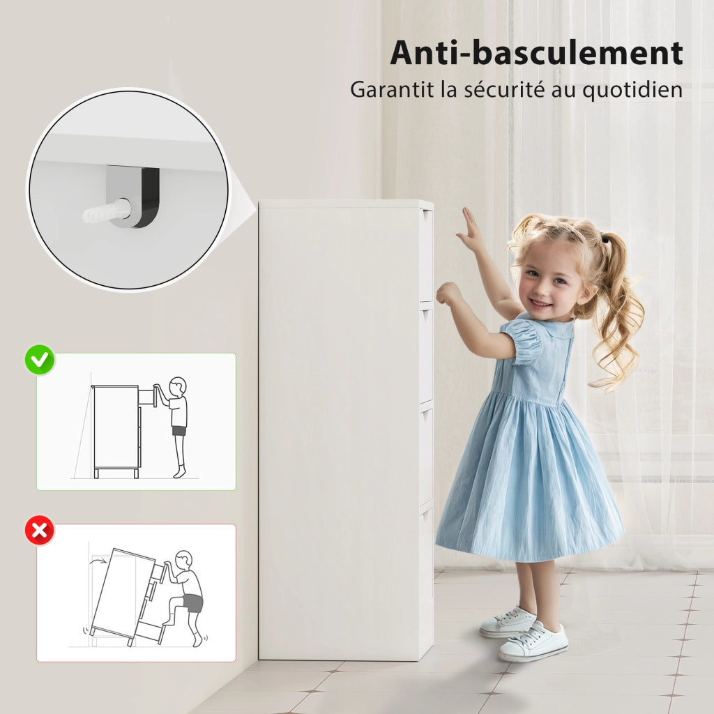 Mobile da bagno con 4 cassetti ¨C zephmum ¨C bianco 29x29x83 cm