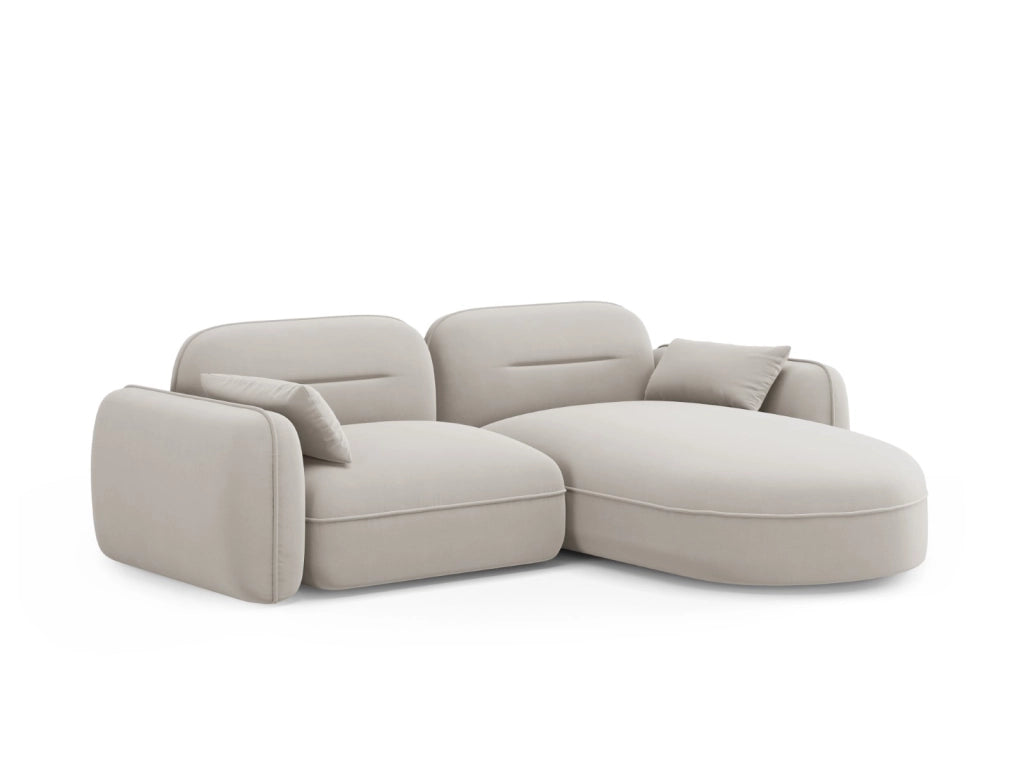 Cosmopolitan Design - Divano angolare modulare destro "Sydney" 3 posti in velluto beige chiaro 