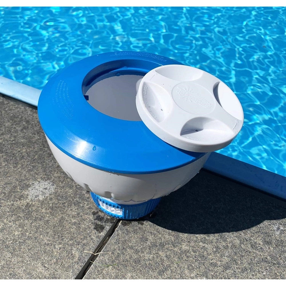 Trade Shop - Dosatore Di Compresse Pastiglie Di Cloro Galleggiante Per Piscina 18x17cm 020058 -