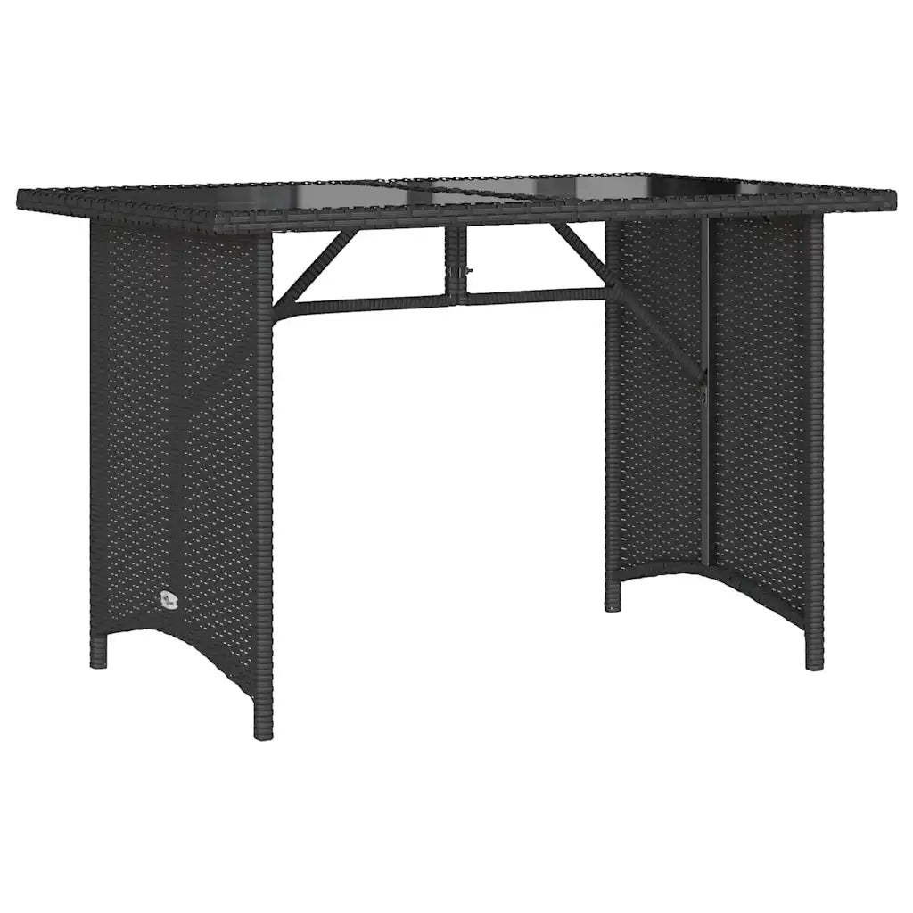 Tavolo da Giardino Piano in Vetro Nero 110x68x70 cm Polyrattan 366350