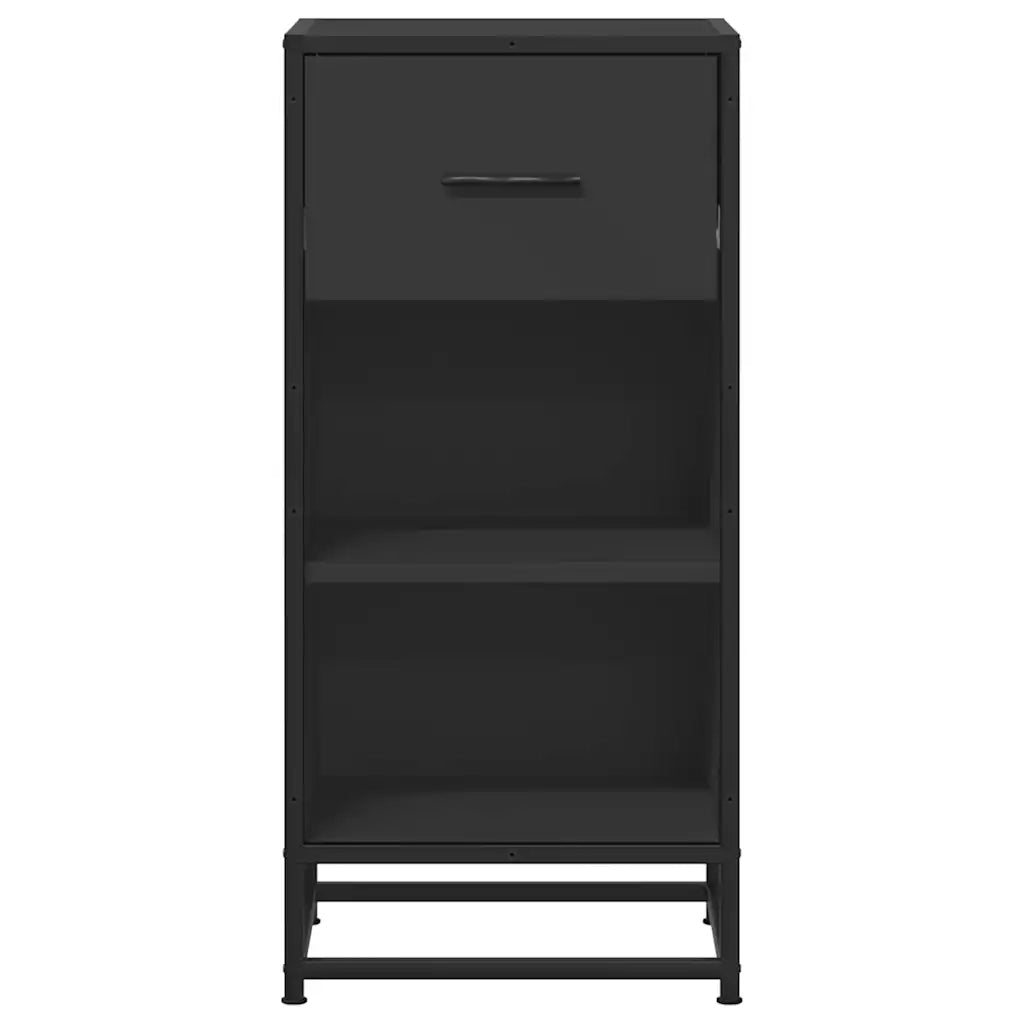 Credenza Rovere Nera 35,5x35x76 cm in Truciolato e Metallo 848954