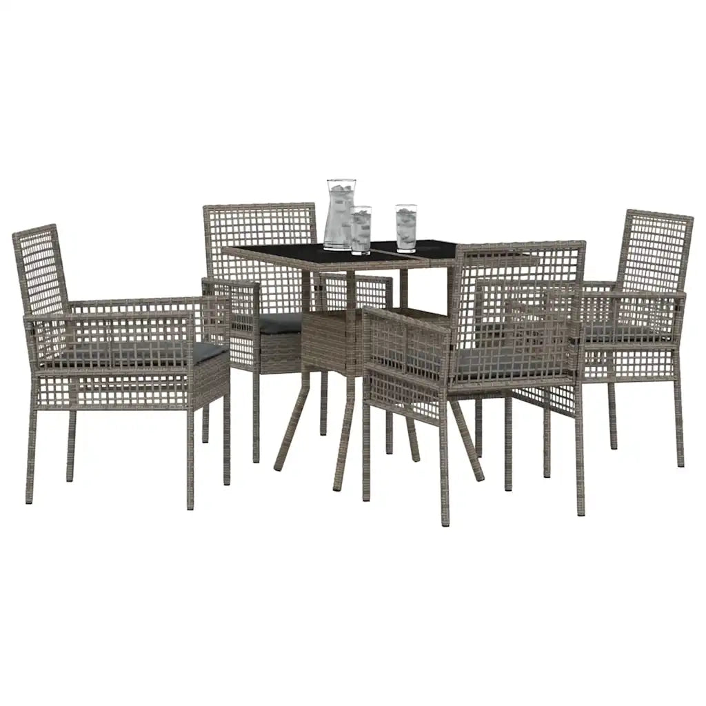 Set da Pranzo per Giardino 5 pcs Grigio polyrattan 3334928