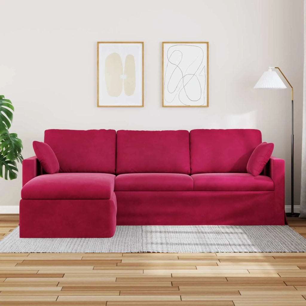 Divano Rosso Vino 228 x 134 x 80 cm Velluto