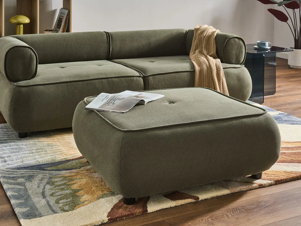 Pouf quadrato in tessuto verde imbottitura di qualità decorativo stile Moderno per soggiorno
