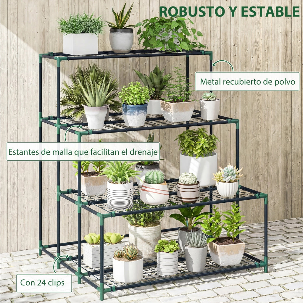 Soporte per Piante a Livelli 4 ¨C zephmum ¨C Verde Metallico 100x30x100