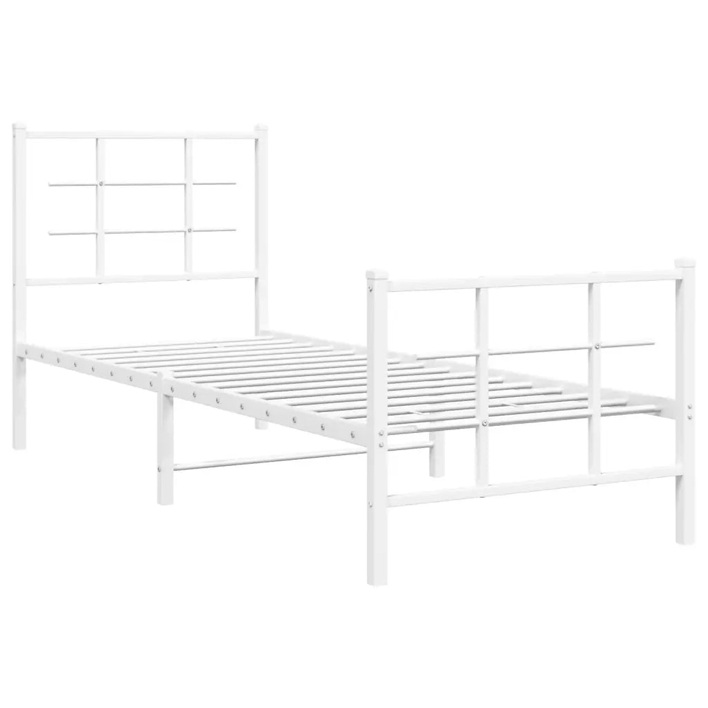 Giroletto con Testiera e Pediera Metallo Bianco 80x200 cmcod mxl 134701