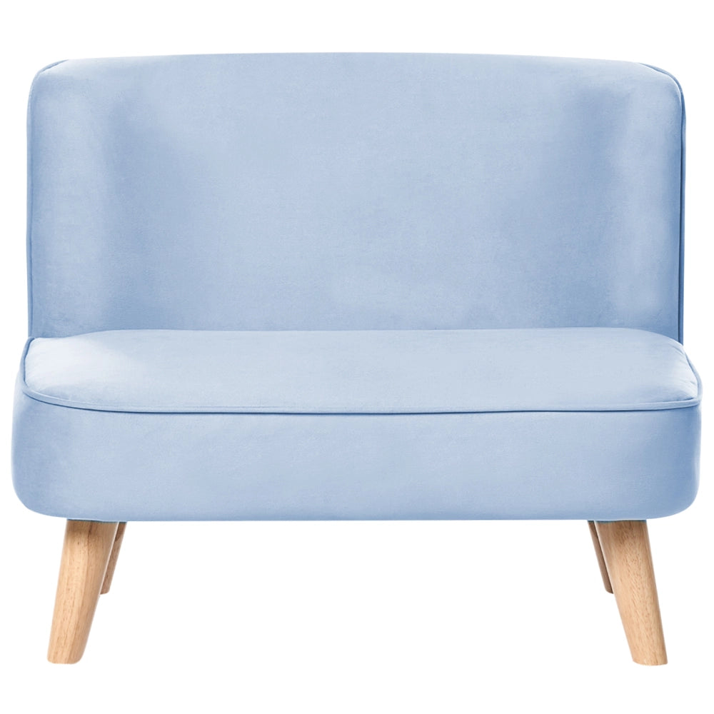 Divano per bambini rivestito in velluto senza braccioli azzurro per bambini piccoli stile moderno