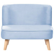 Divano per bambini rivestito in velluto senza braccioli azzurro per bambini piccoli stile moderno
