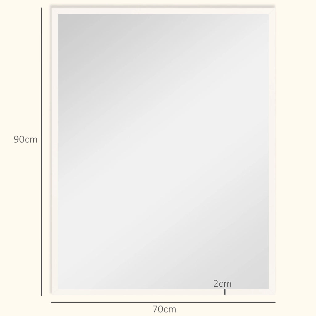 Specchio da parete rettangolare 90x70 cm ¨C zephmum ¨C bianco, legno