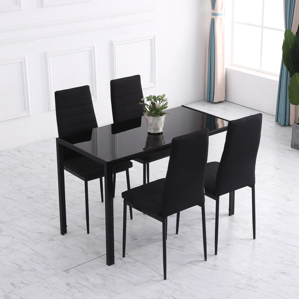 EasyComfort Set 4 Sedie Imbottite per Soggiorno o Sala da Pranzo, Sedie da Cucina Moderne, in Metallo e Tessuto Nero