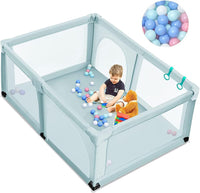 Box per Bambini, Centro Attività Portatile e Sicuro per Bambini, Box Colorato con Cancello, Recinto Extra per Interno ed Esterno con Rete Traspirante Durevole (Blu)