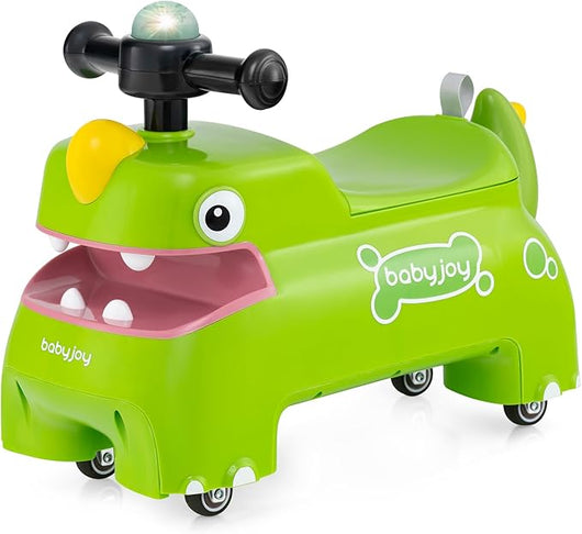 Macchina a Spinta per Bambini, Giocattolo Cavalcabile con Spazio Nascosto Luci Musica e Clacson, Macchina da Passeggio a Spinta con 4 Ruote, Regalo per Bambini 18+ Mesi (Verde)