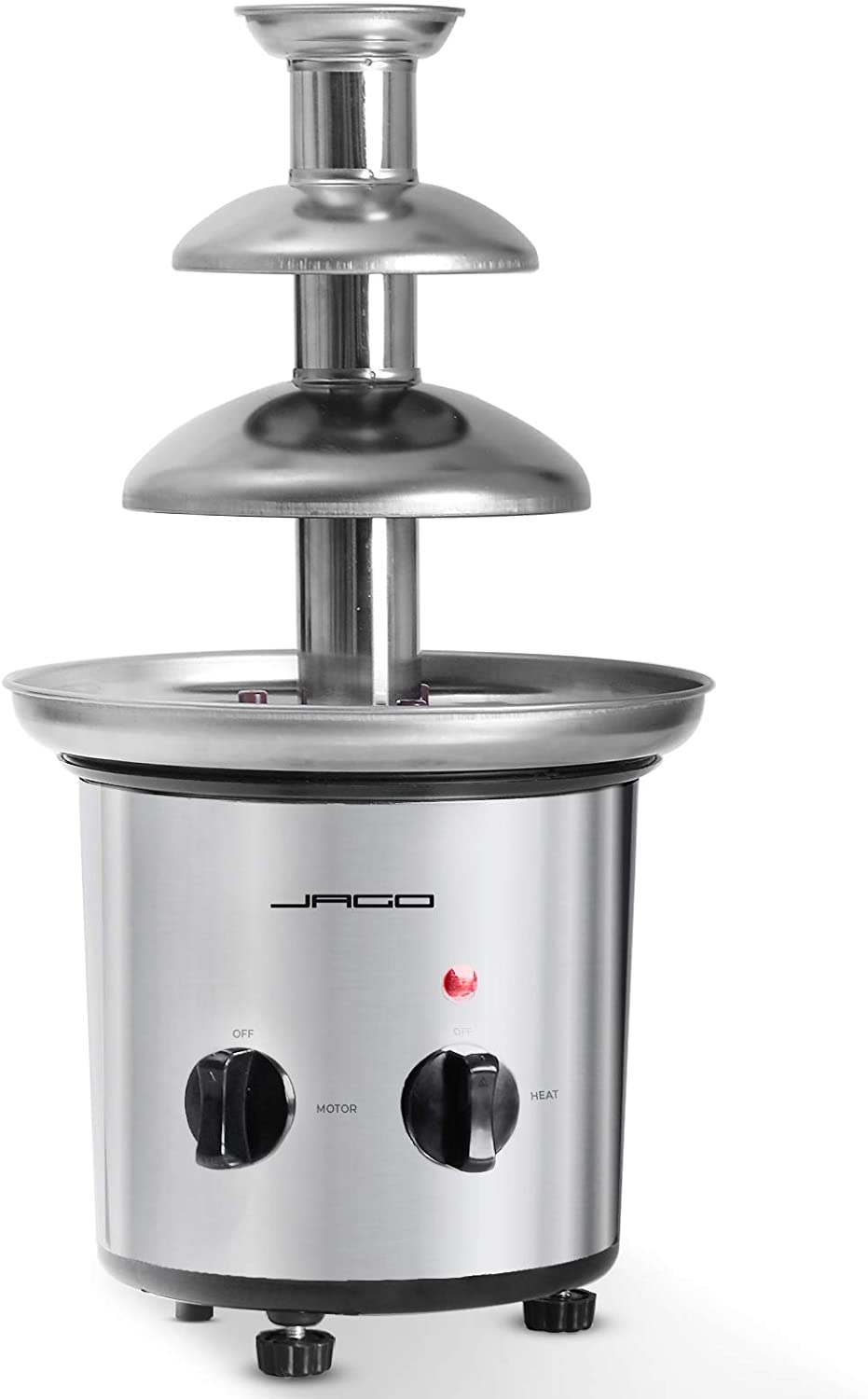 Fontana di cioccolato 275 watt 3 stadi capacità 1 kg elettrica 39 cm acciaio inox lavabile in lavastoviglie fonduta di cioccolato alla frutta argentata 01_0000352