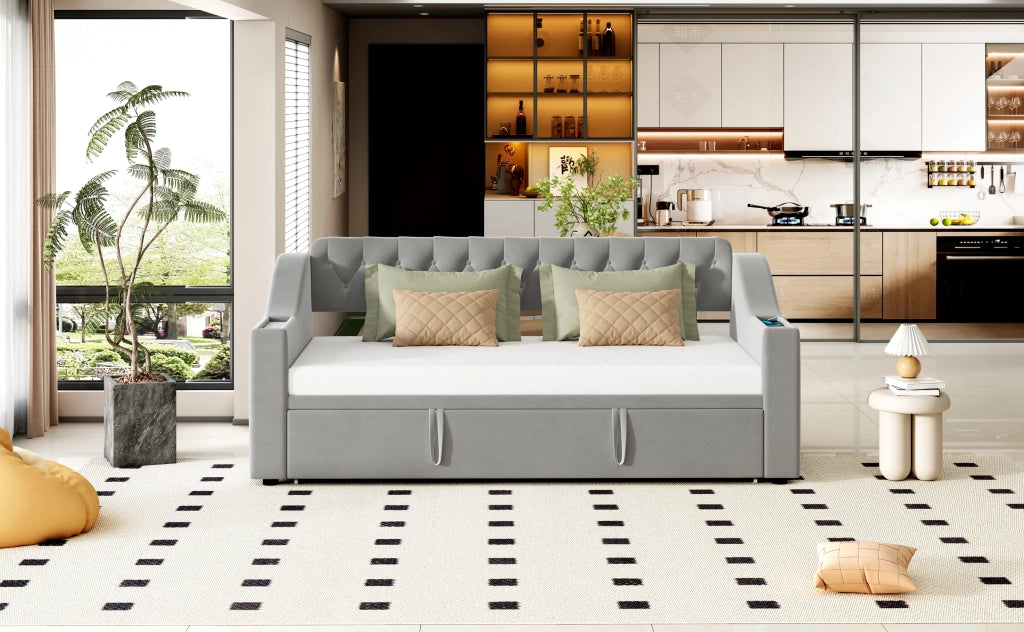 Letto poltrona trasformabile in letto samto grigio 90x190 cm