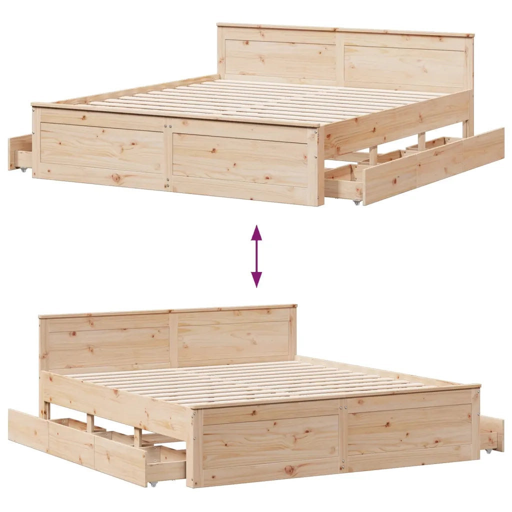 Giroletto senza Materasso con Testiera 200x200 cm Massello Pino 3308753