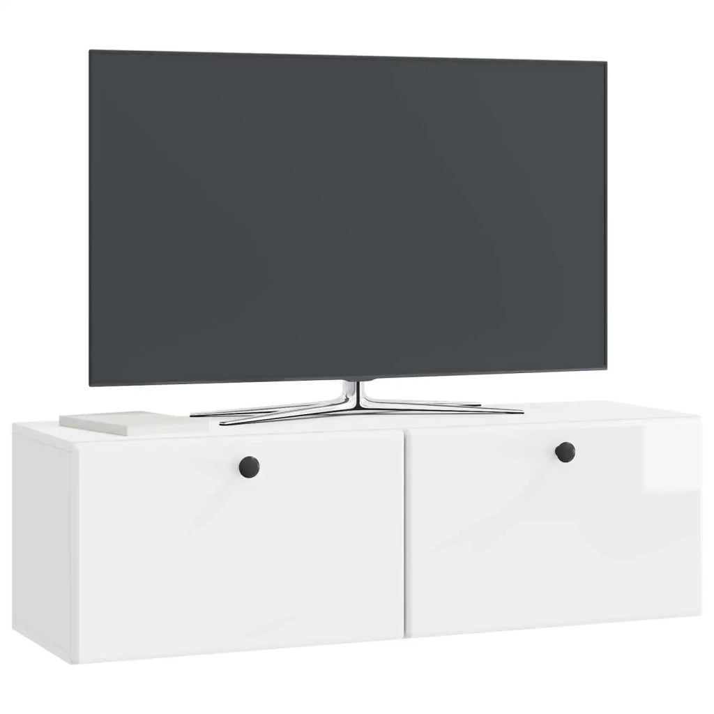Mobile Porta TV da Muro 98 x 31 x 30 cm Bianco Lucido 899239