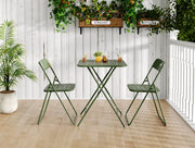 Set bistrot da esterno pieghevole verde con 2 sedie e tavolo